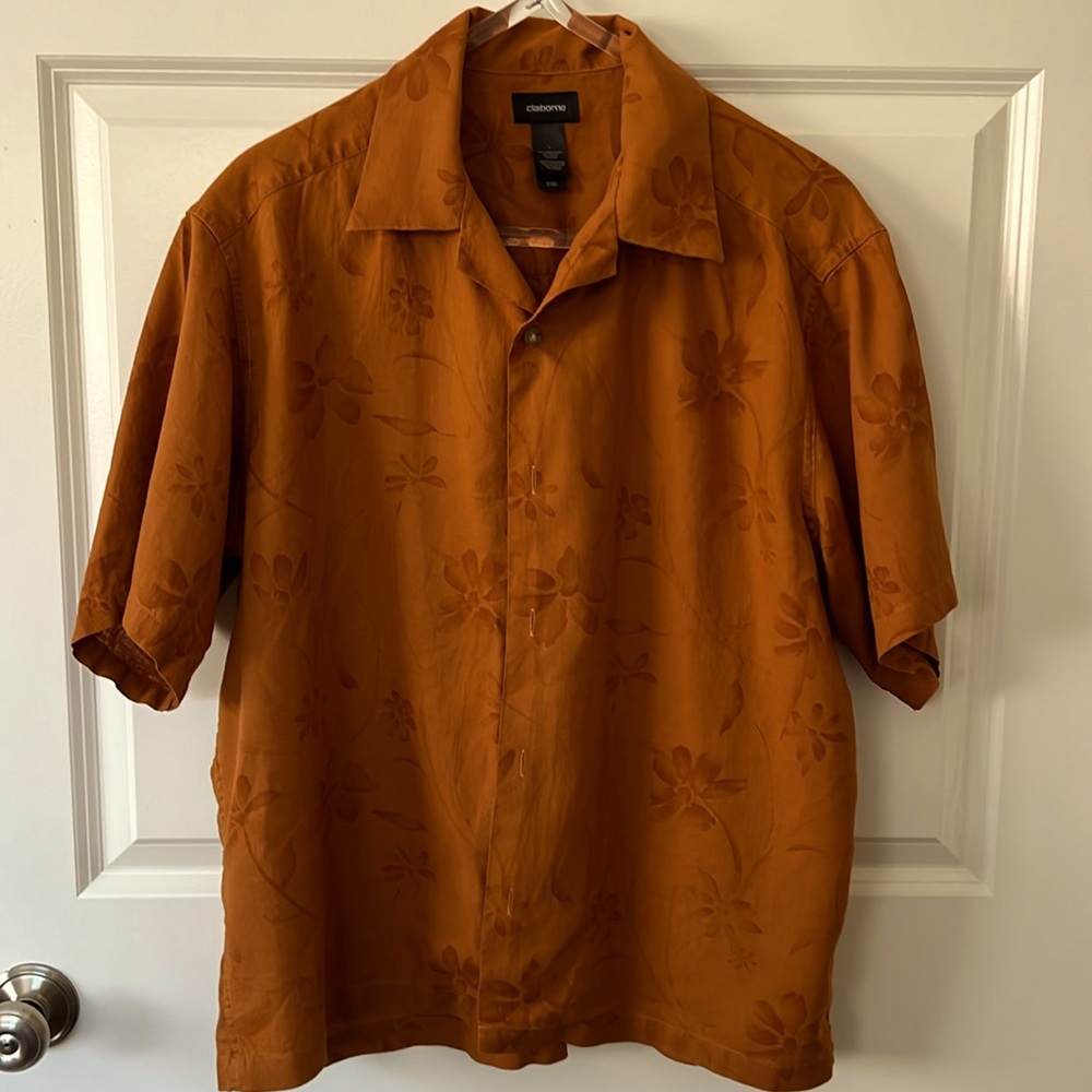 🧹Clearance || Claiborne Men’s Rust/Brown Short Sleeve Button Down Shirt - Large